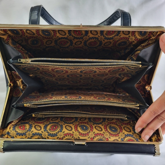 Vintage Julius Resnick Navy Blue Pocketbook Handbag 1970s - Picture 6 of 9